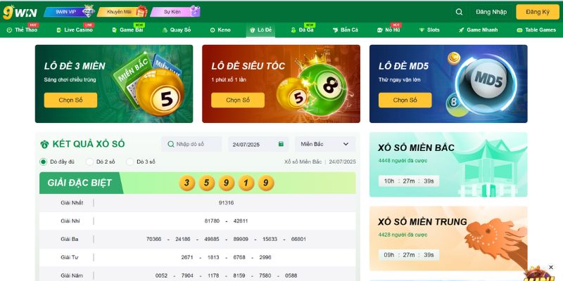 Tìm hiểu thông tin về sảnh xổ số tại 9WIN